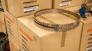 Shipping band sawmill blades in a box to be sharpened and set