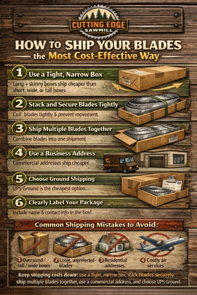 Image to show how to safely ship blades the most cost effective way