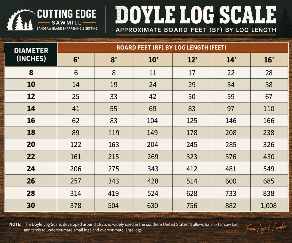 Free sawmill guides and log scale resources for sawyers.