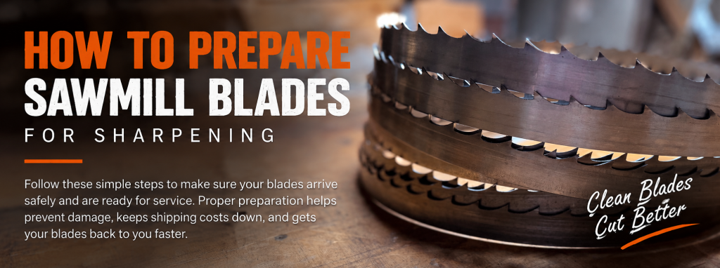 Prepare sawmill blades for sharpening and packing